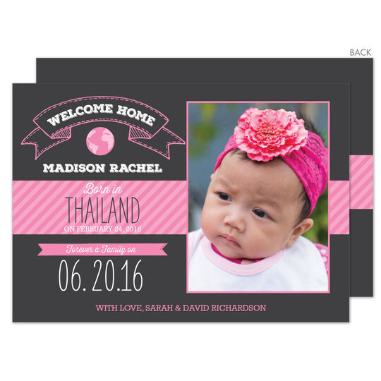 Pink Welcome Banner Photo Adoption Announcements